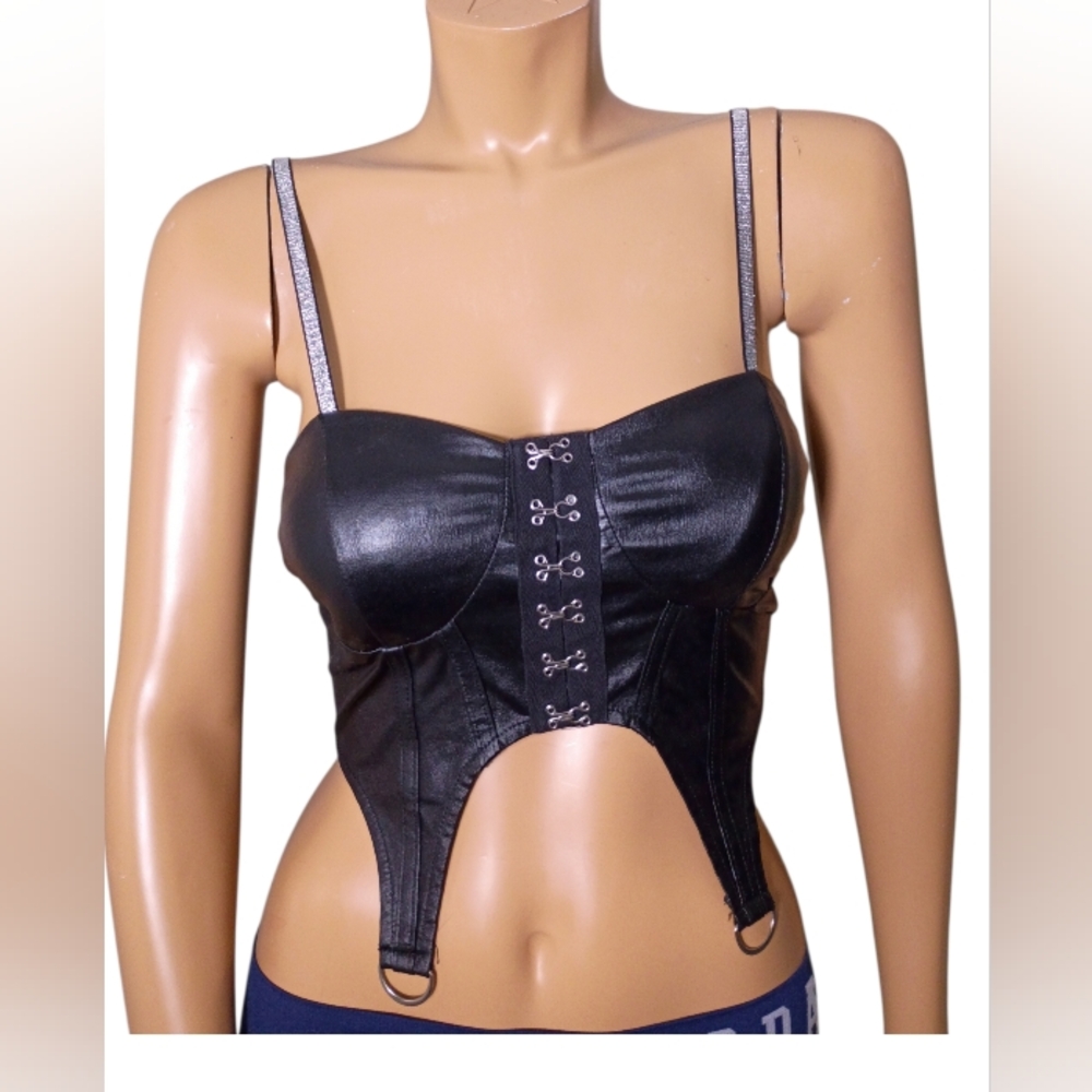 Daisy Black Tank Top with Silver Straps‎